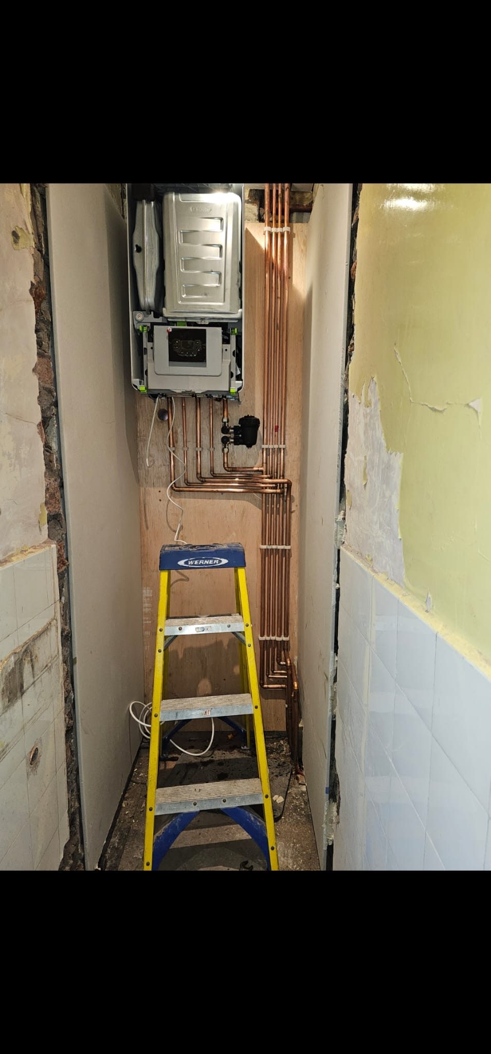 Boiler install with vertical copper run